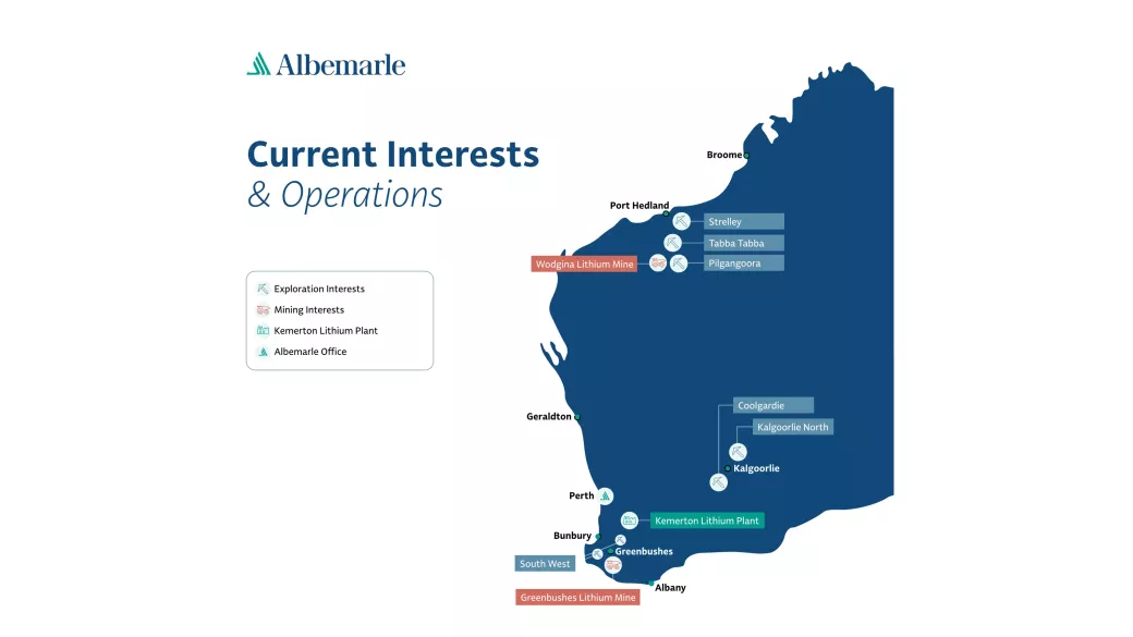 Australia map of current interests and operations.
