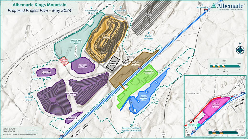 Kings Mountain North Carolina Proposed Mine Map
