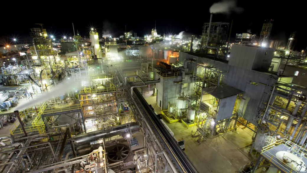 Aerial view of Magnolia plant at night. 