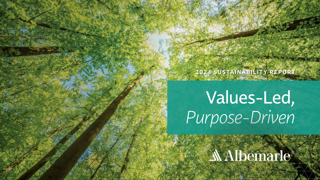 Albemarle Sustainability Report Cover 2024