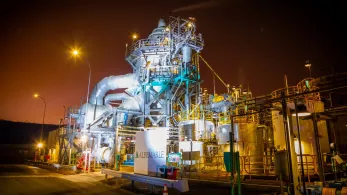 Plant exterior at night. 