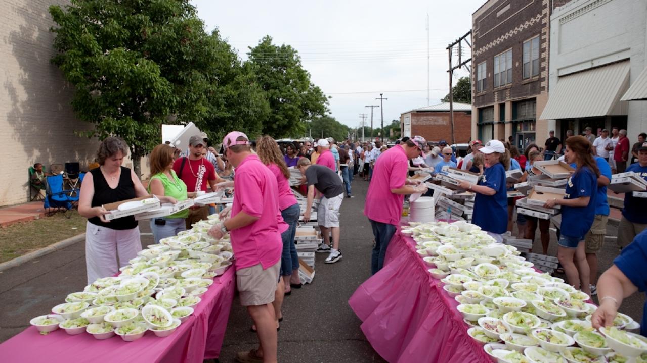 people at community event