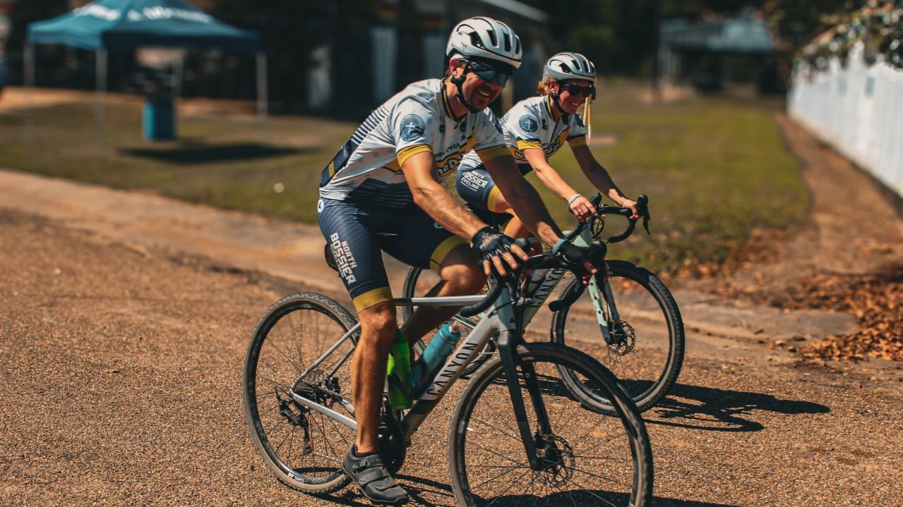 two bikers on path