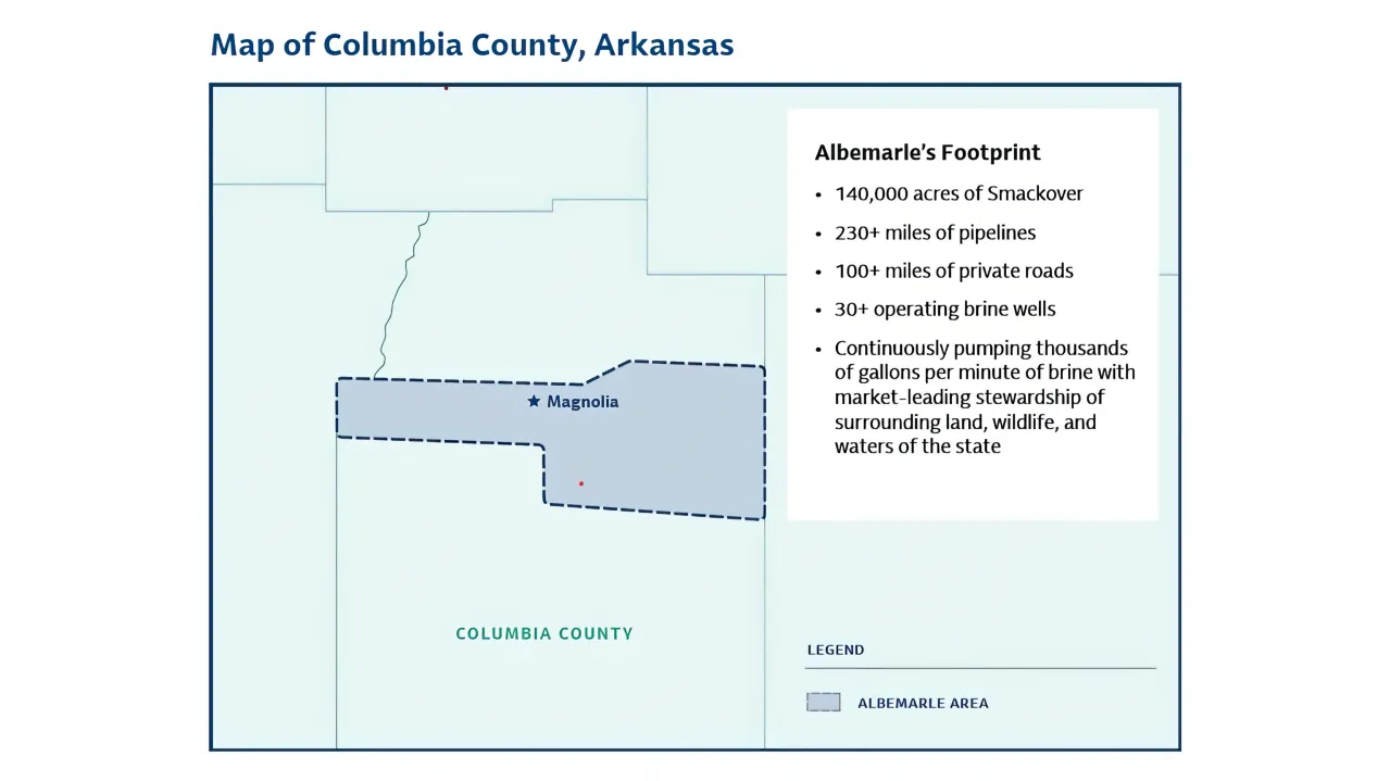 Map of Columbia County showing Albemarle's footprint. 