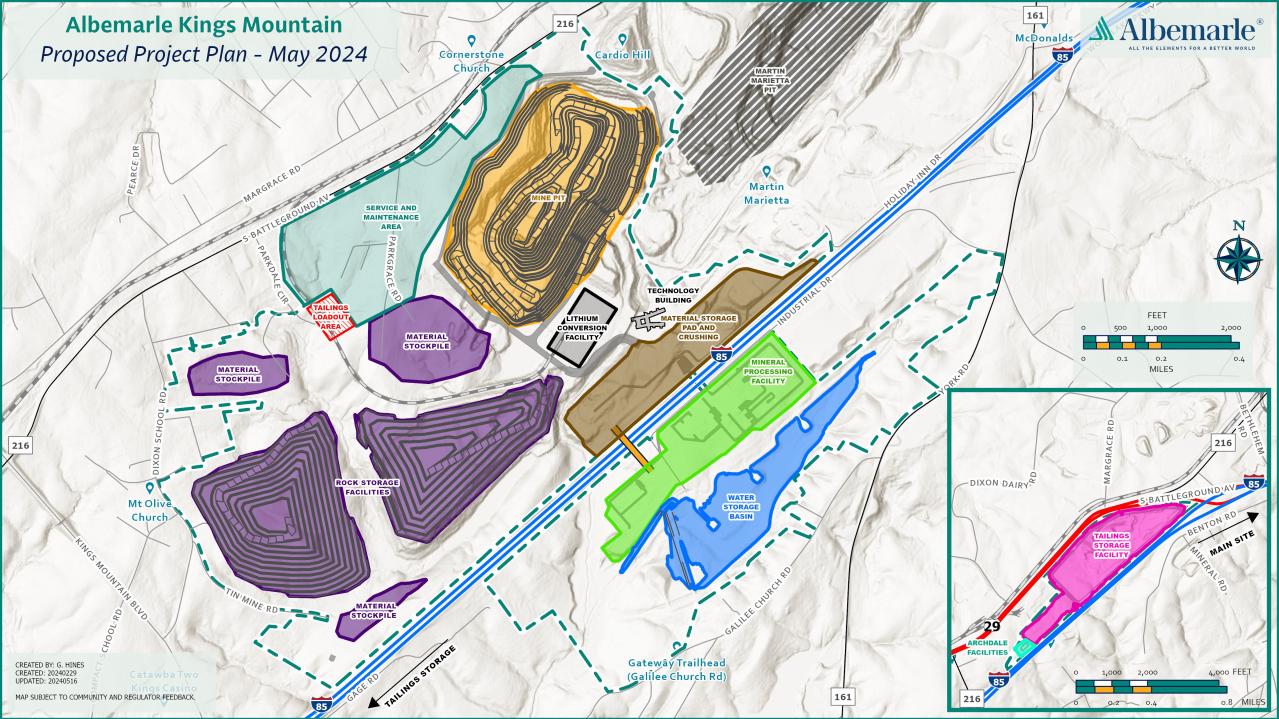 Kings Mountain North Carolina Proposed Mine Map
