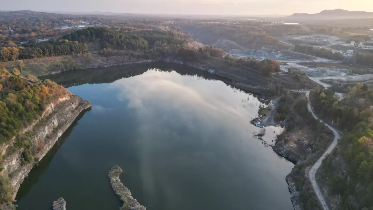 Drone shot of Kings Mountain mine.