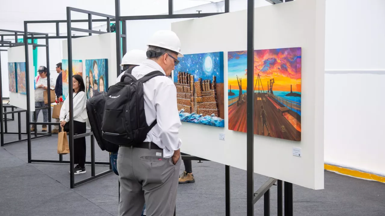 Albemarle worker at an art exhibition