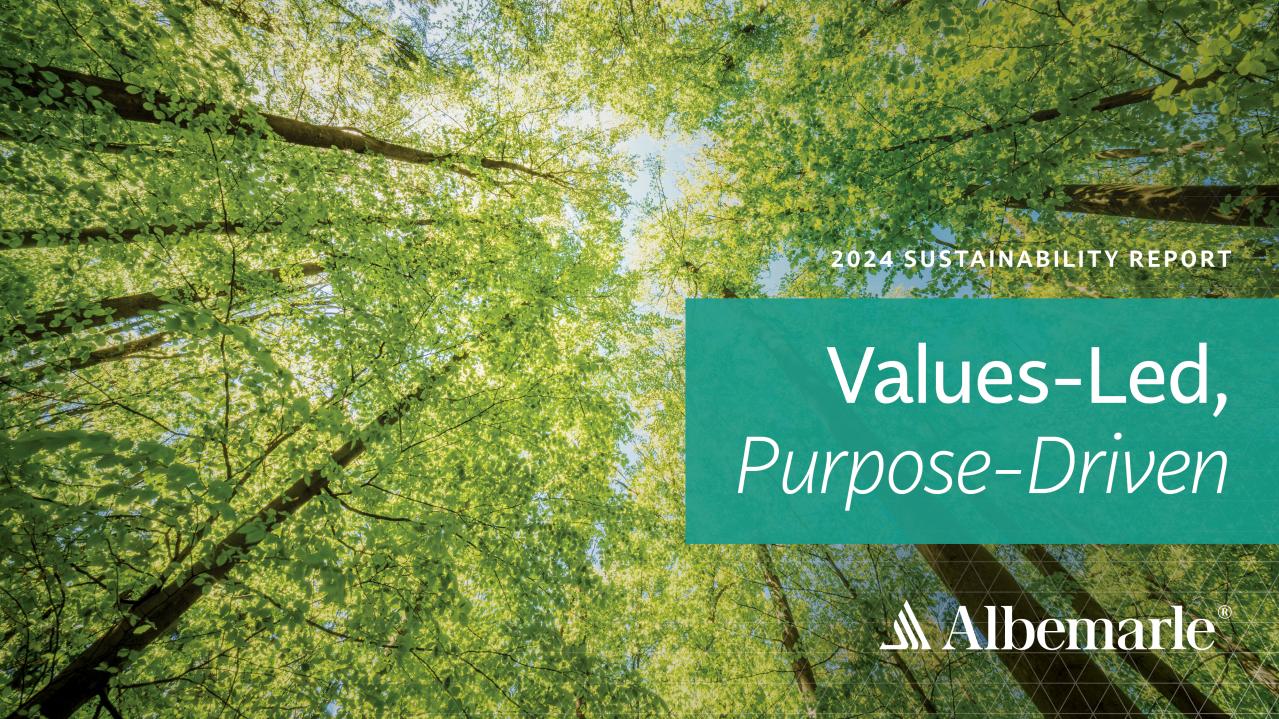 Albemarle Sustainability Report Cover Photo 2024