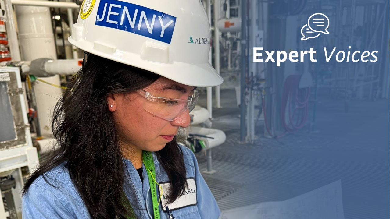 Jenny Nacu is a lithium hydroxide unit leader and engineer at Albemarle’s Kings Mountain facility.