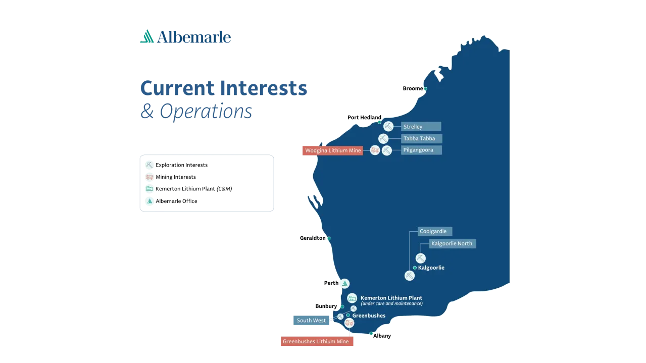 Australia map of current interests and operations.