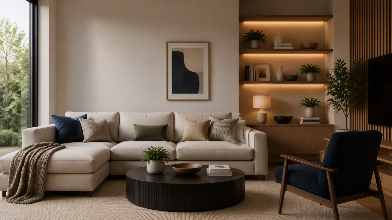 A photo of a modern living room
