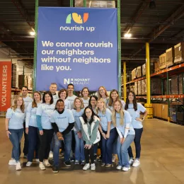 A photo of Albemarle employees volunteering at a Nourish Up event