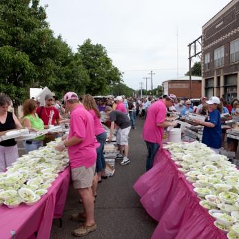 people at community event