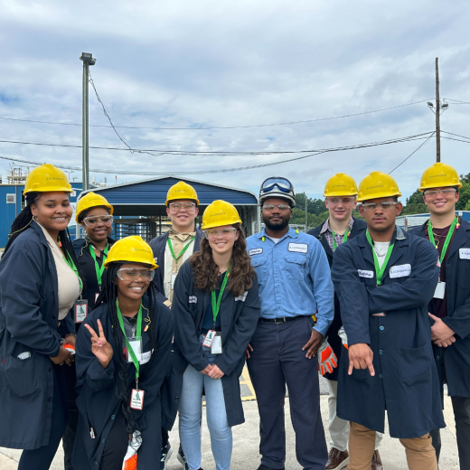picture of interns in hardhats