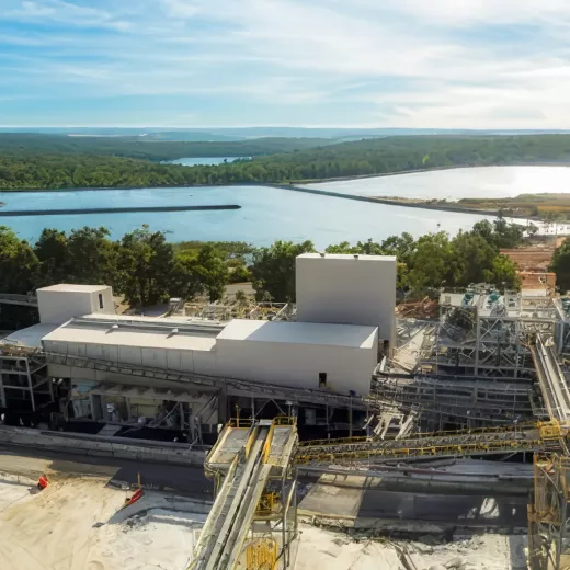 Aerial shot of Greenbushes plant.