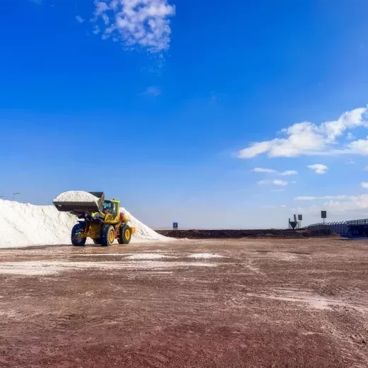 Front Loader and truck loading salts.