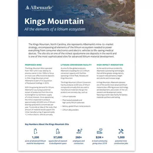Kings Mountain factsheet thumbnail image.