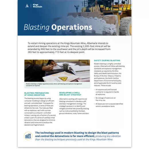 Blasting operations fact sheet thumbnail image. 