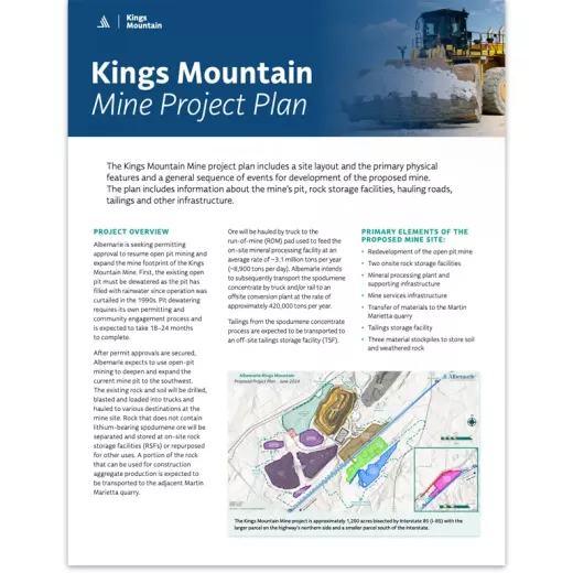 Kings Mountain mine project plan factsheet thumbnail image.