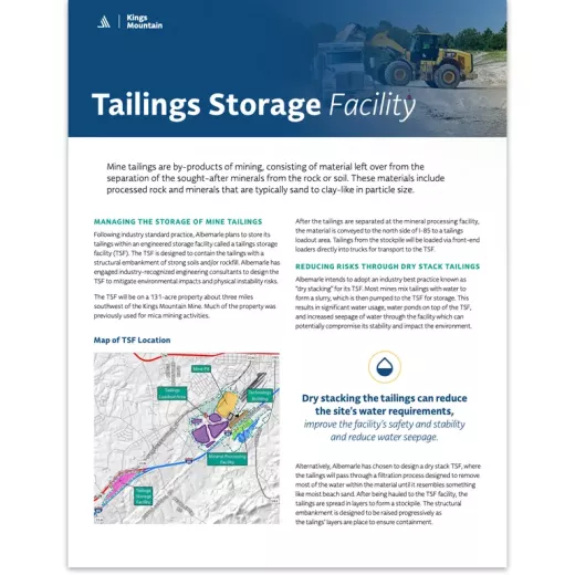 Tailings storage facility factsheet thumbnail image.
