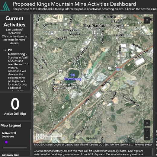 Screen grab of the Activities Map for what's happening at the proposed mine site
