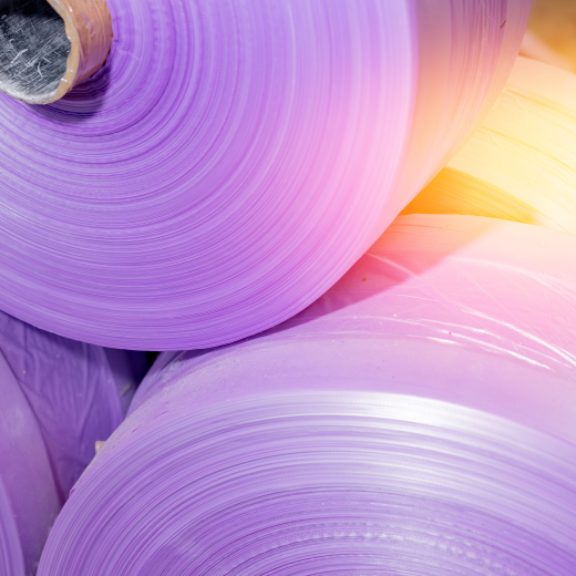 Image of pink polyethylene packaging rolls