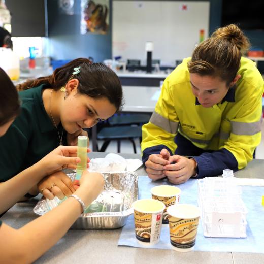 An Albemarle employing working with kids on STEM project