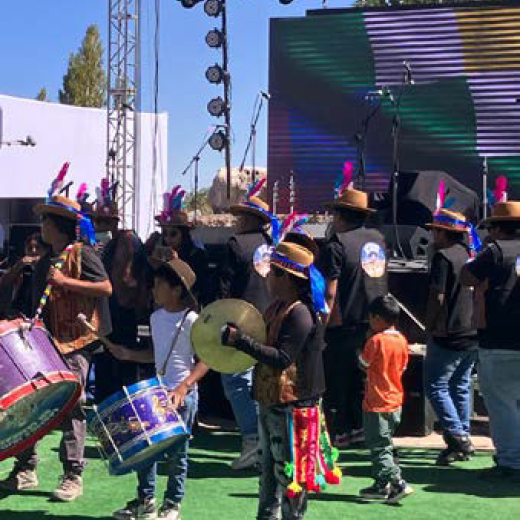 People enjoying the traditional Llama Festival in the Talabre community in Chile
