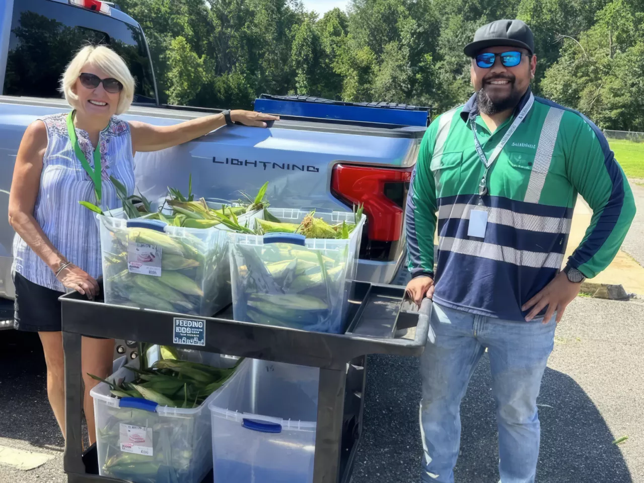 Employees delivering food.